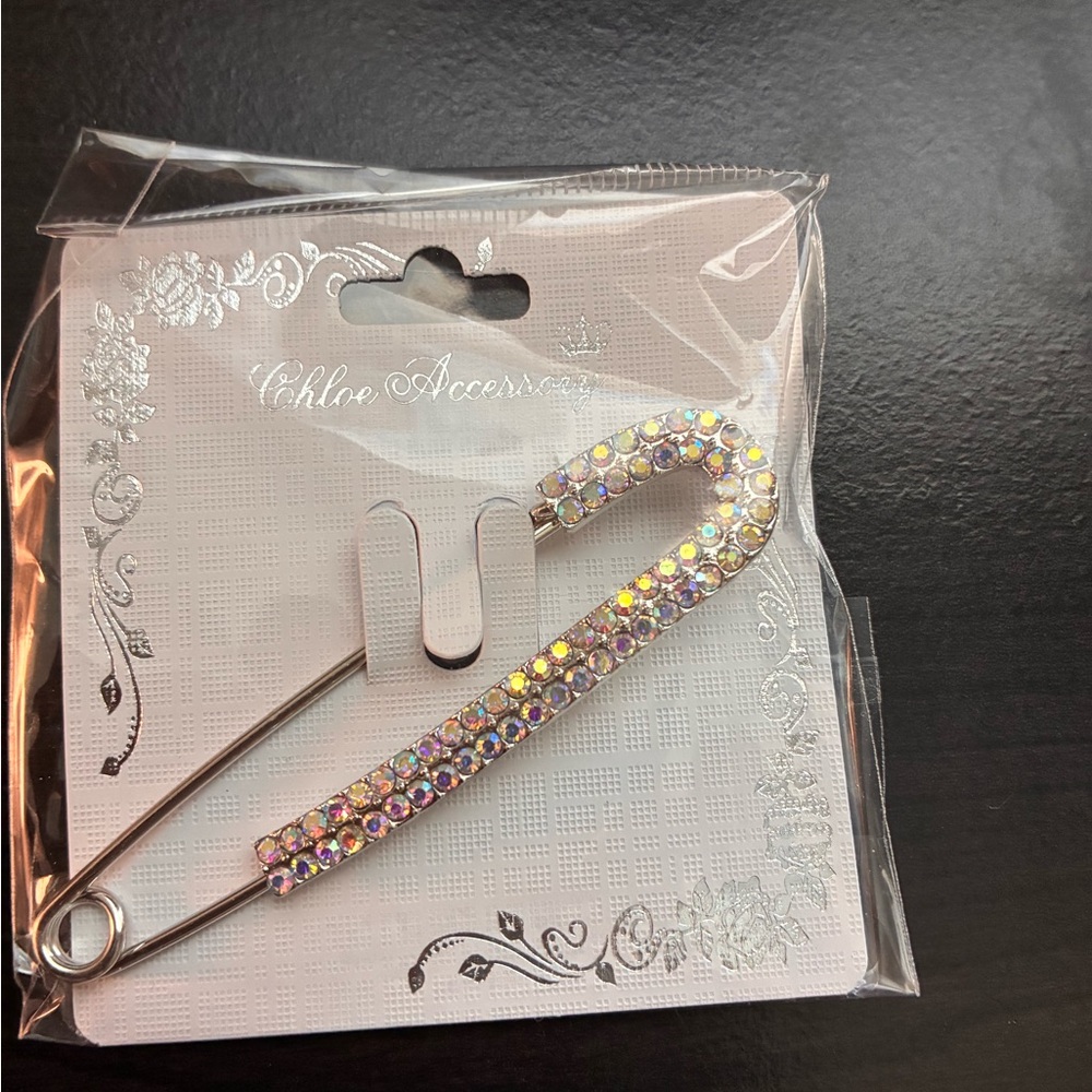 Silver Crystal Brooch